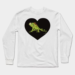 Iguana Heart for Iguana Lovers, Black Long Sleeve T-Shirt